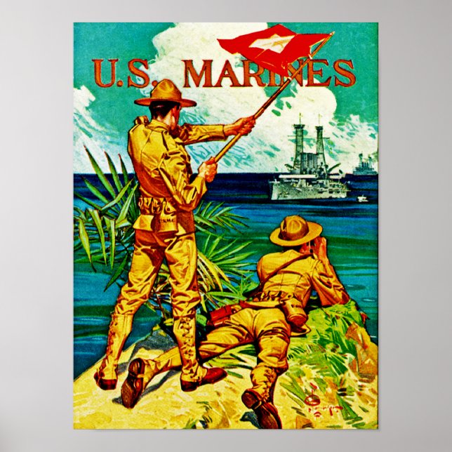 Póster Marines de EEUU ~ Bandera de señalización (Frente)
