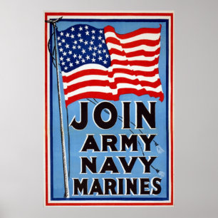 Póster Marines de la Armada del Ejército~Guerra Mundial V