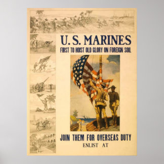 Póster Marines Estadounidenses Primero En Acoger La Vieja