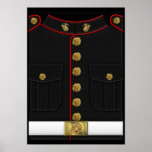 Póster Marines Estadounidenses: Uniforme de Vestido USMC  (Frente)