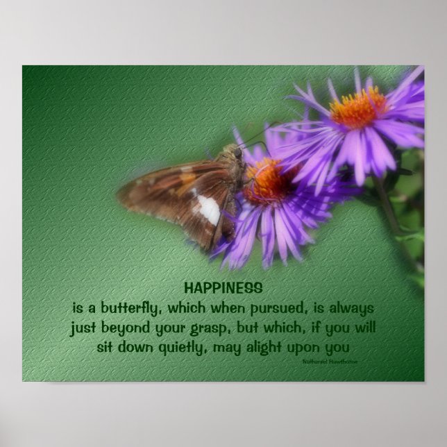 Póster Mariposa 5 Felicidad Inspiradora cita naturaleza (Frente)