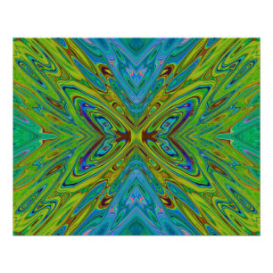 Póster Mariposa abstracta azul y chartreuse alucinante