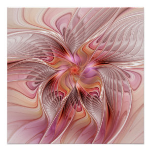 Póster Mariposa abstracta colorida arte de fantasia fract