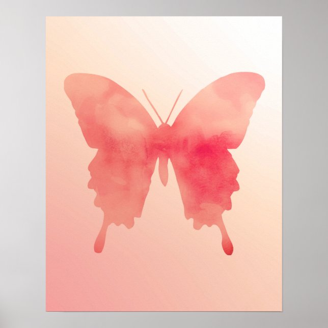 Póster Mariposa acuarela - Coral y Peach (Frente)