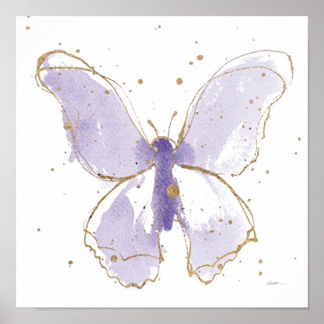 Póster Mariposa acuarela Lavender (Frente)