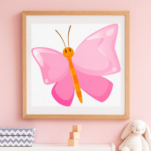 Póster Mariposa Adorable Personalizado Rosa