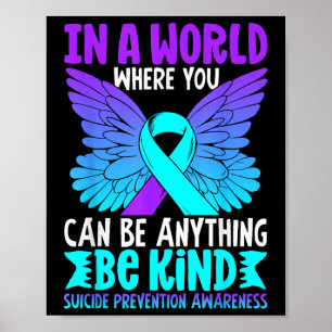 Póster Mariposa Amable Cinta Azul Teal Morada Prevención