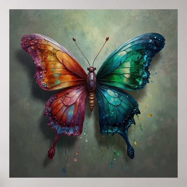 Póster Mariposa Arcoíris Alta Moda  (Frente)