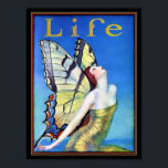 Póster Mariposa Art Deco<br><div class="desc">Mujer Art Decó mariposa con alas coloridas.</div>