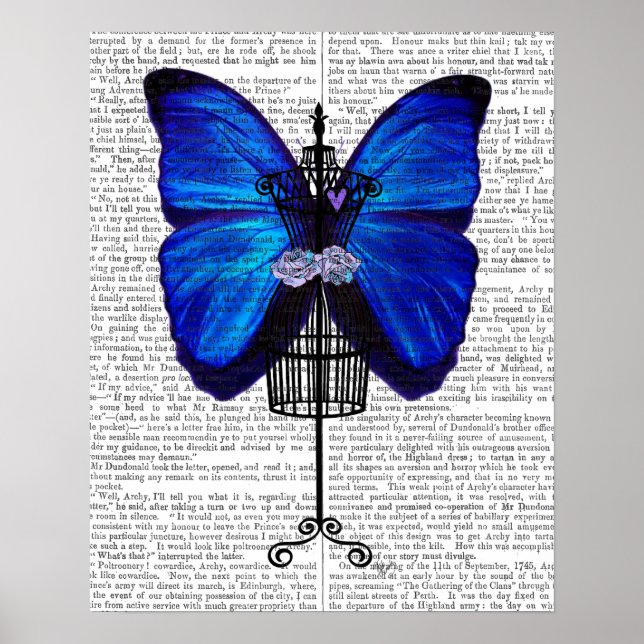 Póster Mariposa azul maniquí (Frente)