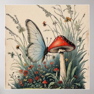 Póster Mariposa Bajo la Flor