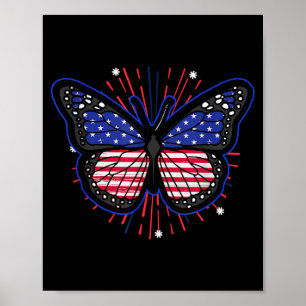 Póster Mariposa bandera estadounidense _ Día de la Indepe