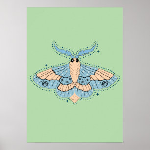 Póster Mariposa Celestial Caprichosa — Azul Suave y Meloc
