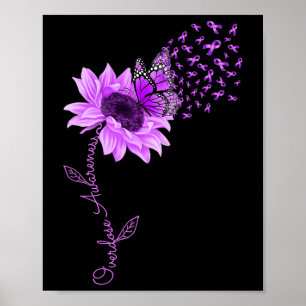 Póster Mariposa Cinta púrpura Sobredosis de girasol Aware