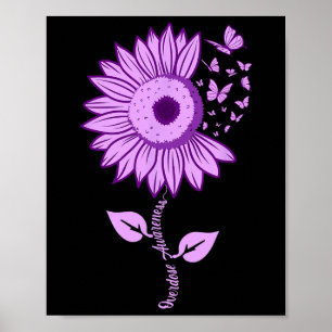 Póster Mariposa Cinta púrpura Sobredosis de girasol Aware