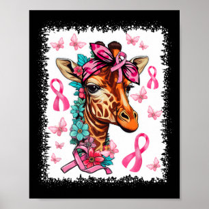 Póster Mariposa Cinta rosa Cinta Floral Cáncer de Mama Aw