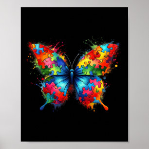 Póster Mariposa Concienciación sobre el Autismo Colorido