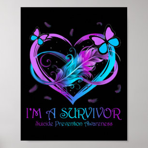 Póster Mariposa Corazón, Soy Sobreviviente Prevención Del