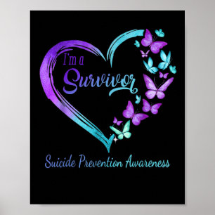 Póster Mariposa Corazón, Soy Sobreviviente Prevención Del