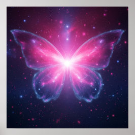 Póster Mariposa Cósmica de Luz en un Sueño Galáctico