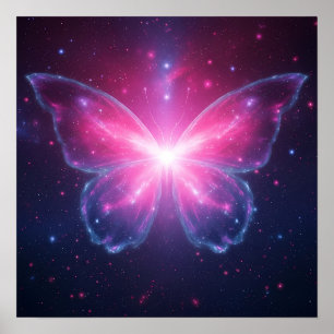 Póster Mariposa Cósmica de Luz en un Sueño Galáctico
