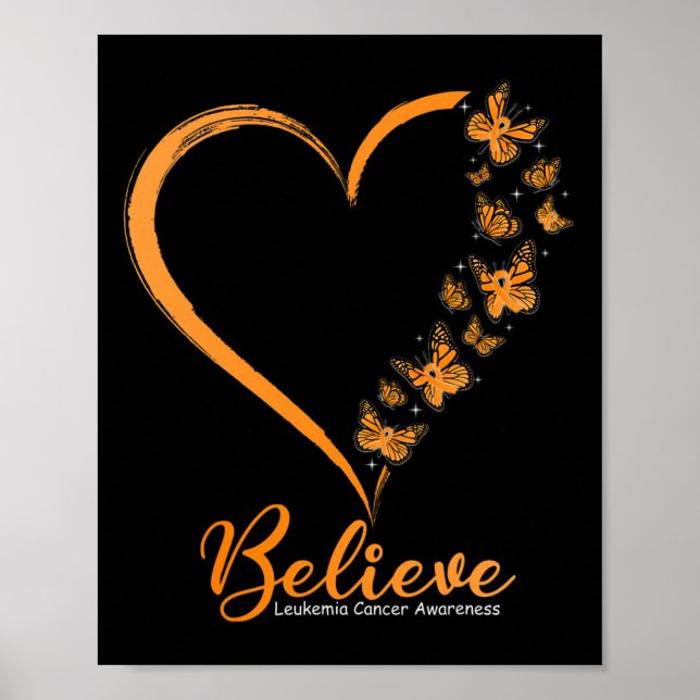 Póster Mariposa cree que leucemia Naranja de sensibilizac (Frente)
