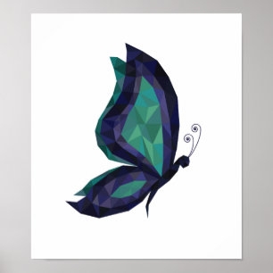 Póster Mariposa de alta tecnología, pólice baja geométric
