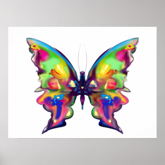 Póster Mariposa de Bonito brillante arcoiris (Frente)