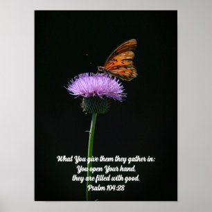 Póster Mariposa de bonito sobre la Biblia de Flores Silve