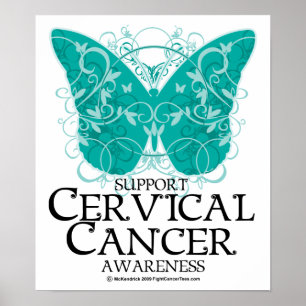Póster Mariposa de cáncer cervical