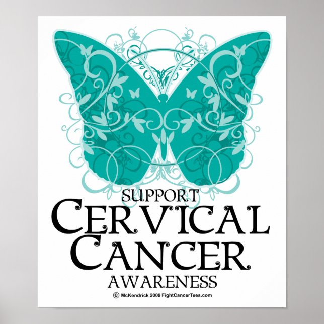 Póster Mariposa de cáncer cervical (Frente)