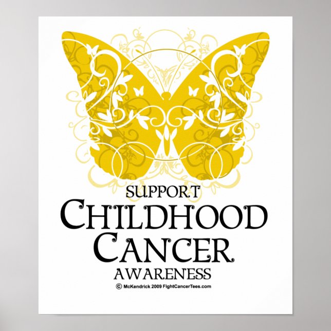 Póster Mariposa de cáncer infantil (Frente)