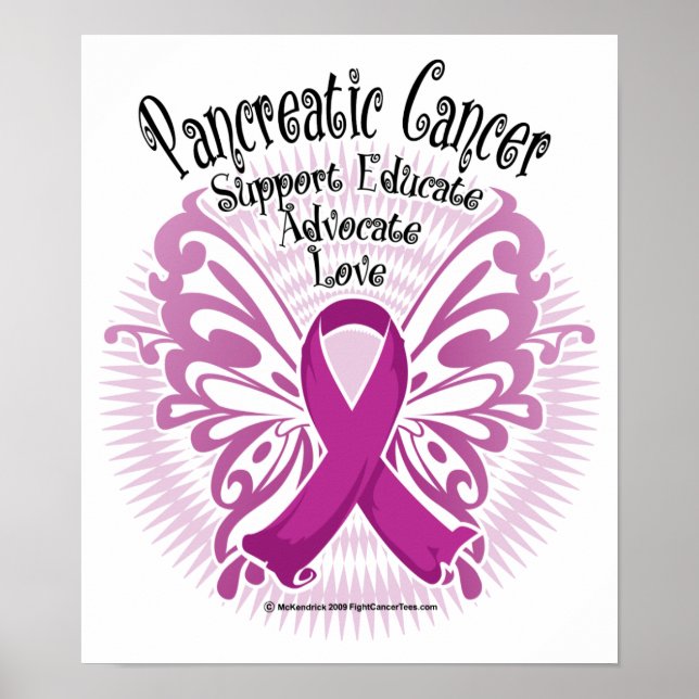 Póster Mariposa de cáncer pancreático 3 (Frente)