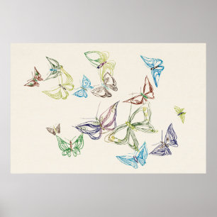 Póster Mariposa de época por Kamisaka Sekka (1904)