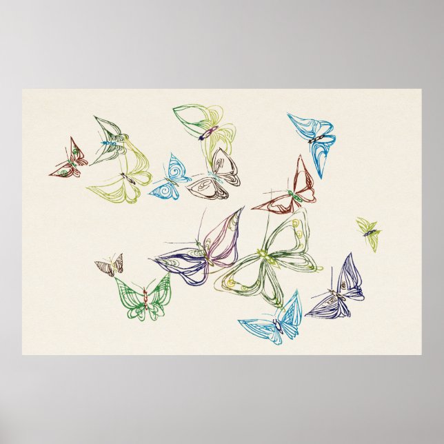 Póster Mariposa de época por Kamisaka Sekka (1904) (Frente)