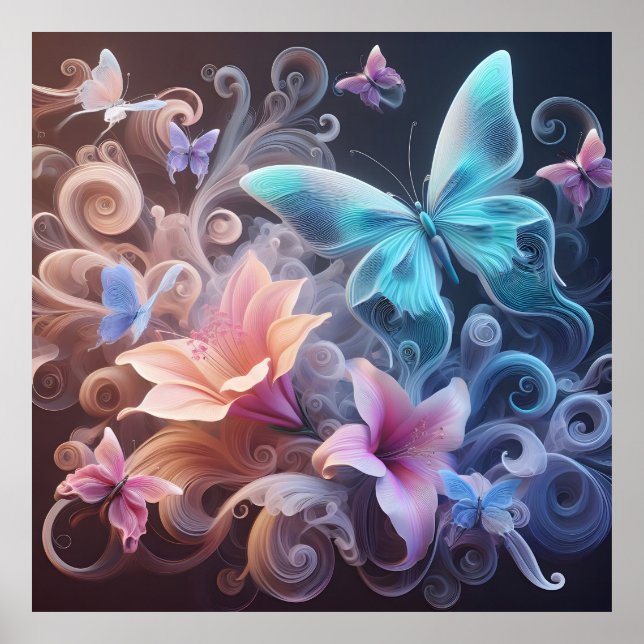 Póster Mariposa de fantasía soñadora (Frente)