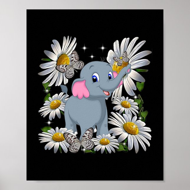 Póster Mariposa de flor de margarita de elefante suave (Frente)