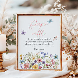 Póster Mariposa de flores silvestres Baby Shower Diaper r