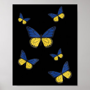 Póster Mariposa de la bandera de Ucrania Mariposas Bander