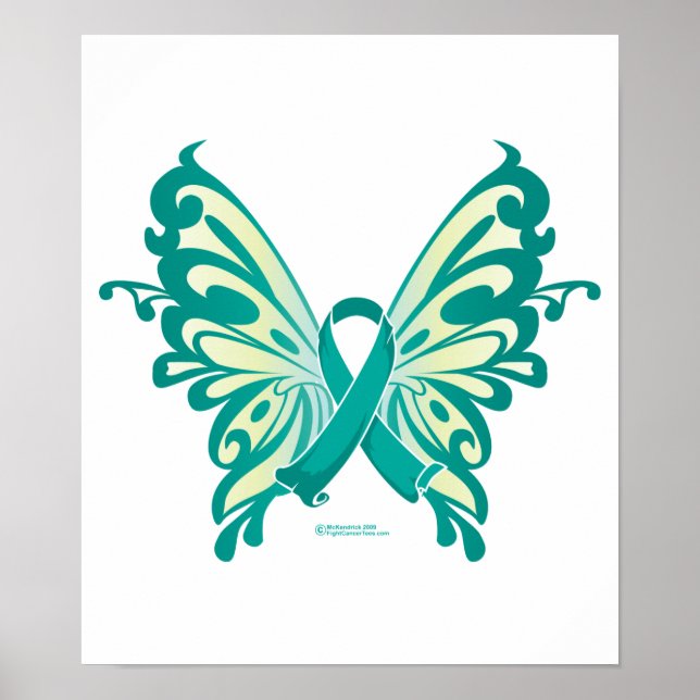 Póster Mariposa de la Cinta del Cáncer de Ovariano (Frente)