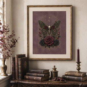 Póster Mariposa de la Muerte Gótica Victoriana Ciruela An