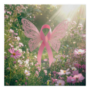 Póster Mariposa de lazo rosa en un jardín