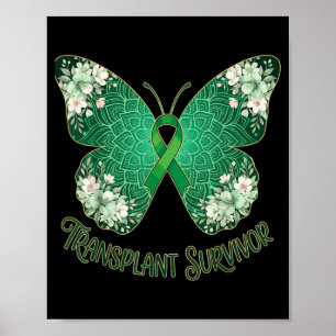 Póster Mariposa de lazo verde Mandala Trasplante Superviv