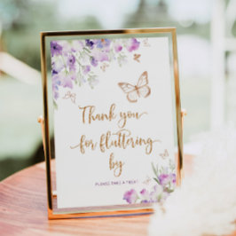 Póster Mariposa de oro púrpura Gracias por pasear