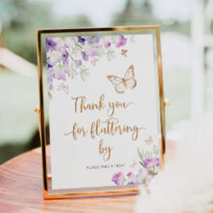 Póster Mariposa de oro púrpura Gracias por pasear