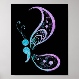 Póster Mariposa de punto y coma vintage Tatuaje de punto