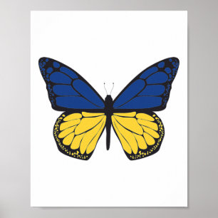 Póster Mariposa de Ucrania - Bandera azul y amarilla - Li