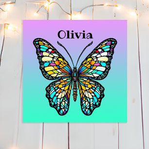 Póster Mariposa de vidrio manchado colorido personalizada
