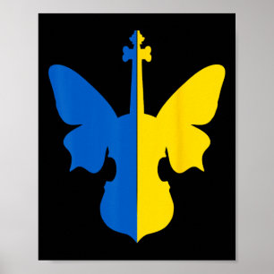 Póster Mariposa de violín de paz de Ucrania Bandera ucran