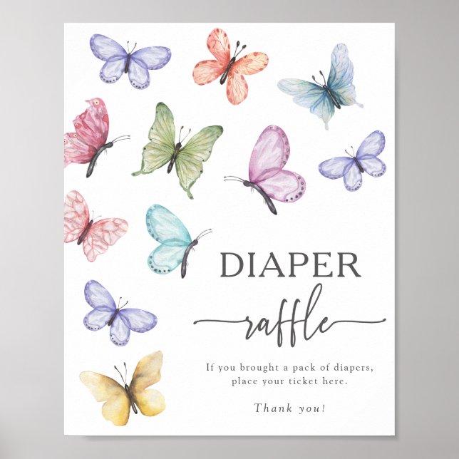 Póster Mariposa Diaper Raffle (Frente)